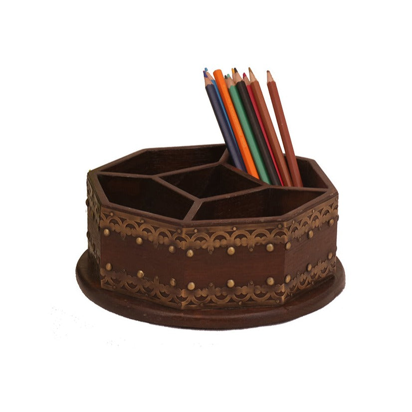 Tobin Solid Wood 5 Slot Pen Holder - Dark - product image 1