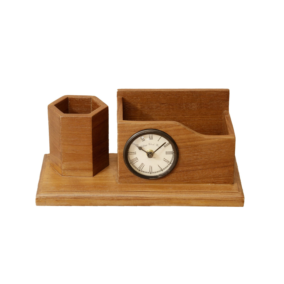 Dorian Solid Wood Clock Desk Organizer - Natural - product image 2