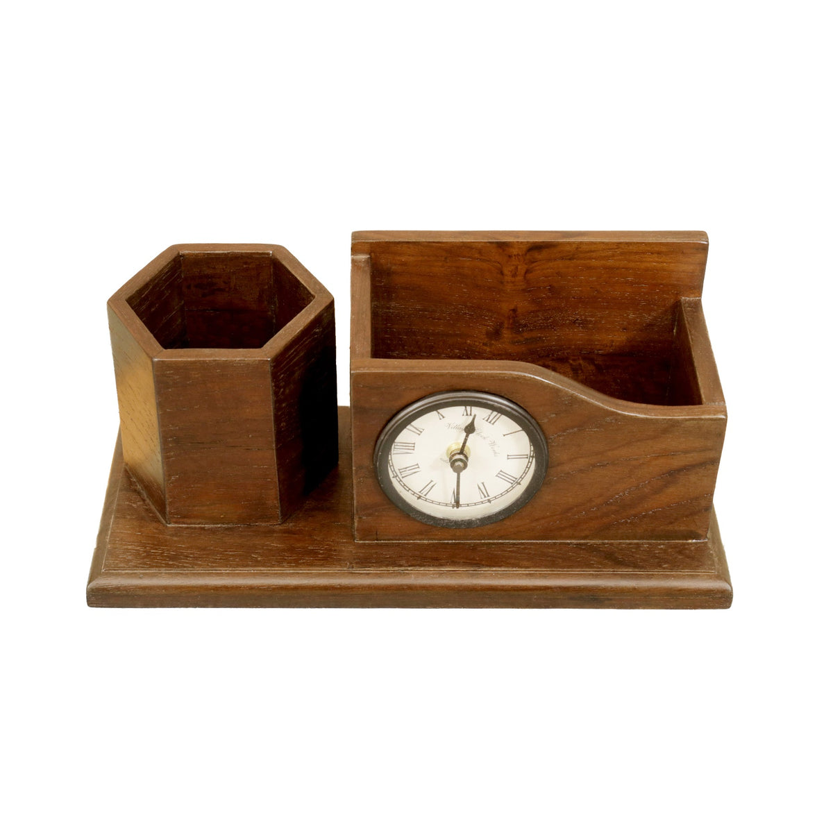 Dorian Solid Wood Clock Desk Organizer - Dark - product image 2