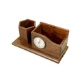Dorian Solid Wood Clock Desk Organizer - Dark - product image 1