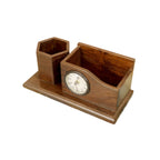 Dorian Solid Wood Clock Desk Organizer - Dark - product image 1