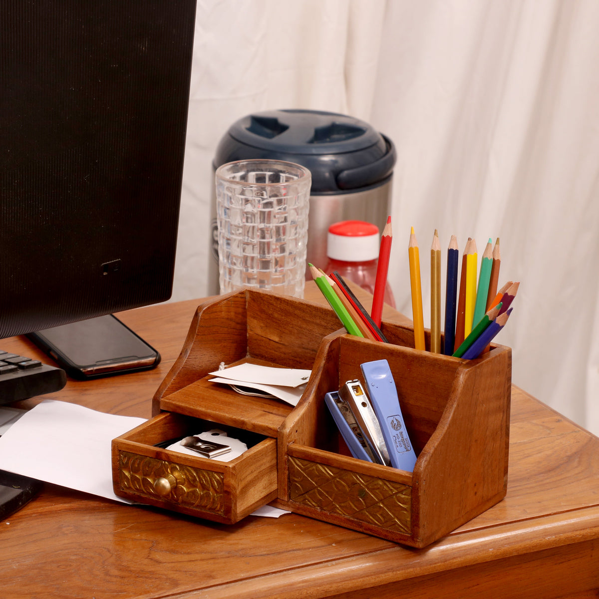 Kellan Solid Wood 4 Section Pen Holder - product image 1