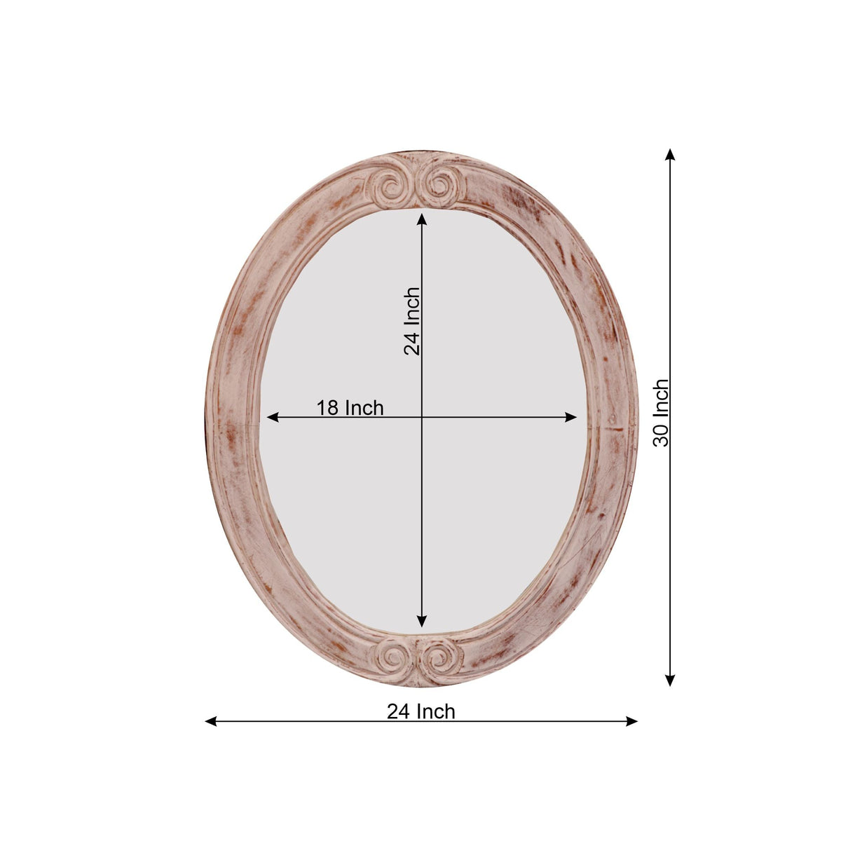 Mila Oval Rustic Wall Mirror — view 3