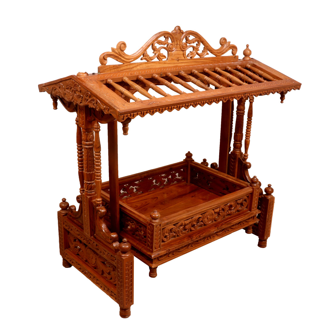 Simple Vintage Canopy Handmade Wooden Cradle Cradle