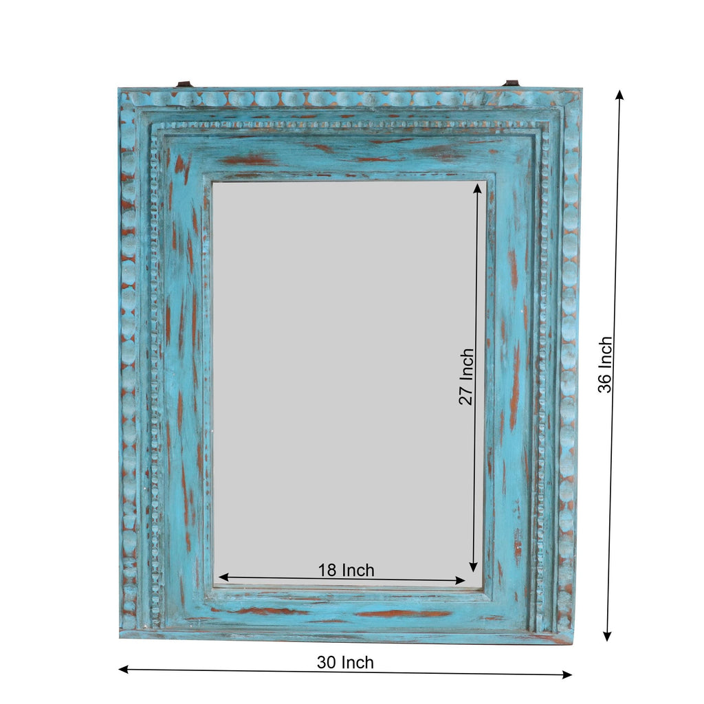 Alba Carved Blue Wall Mirror — view 4