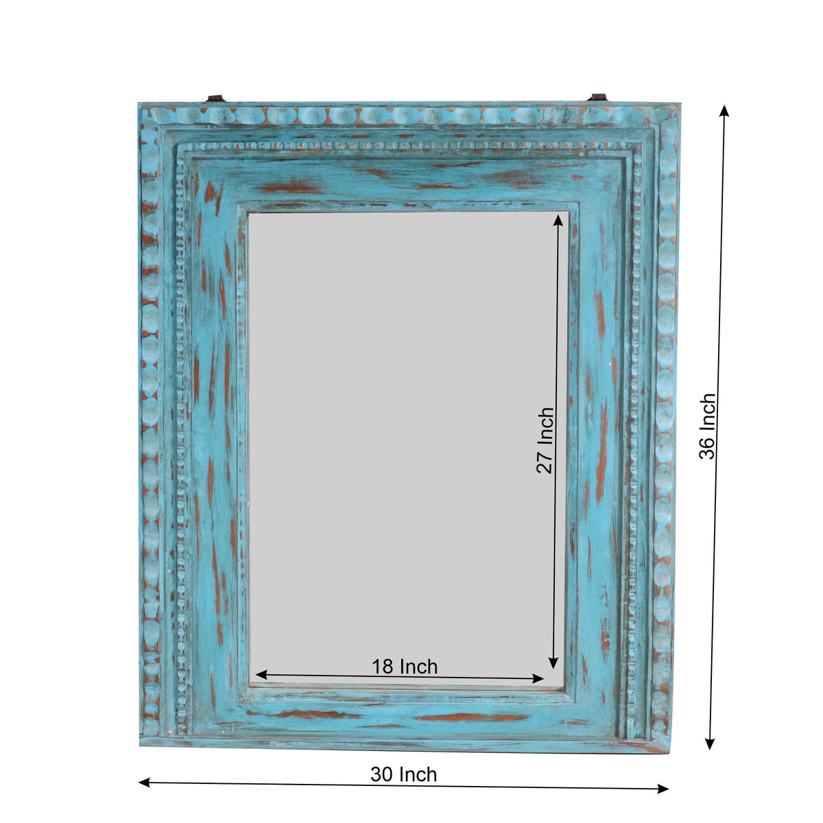 Alba Carved Blue Wall Mirror — view 4