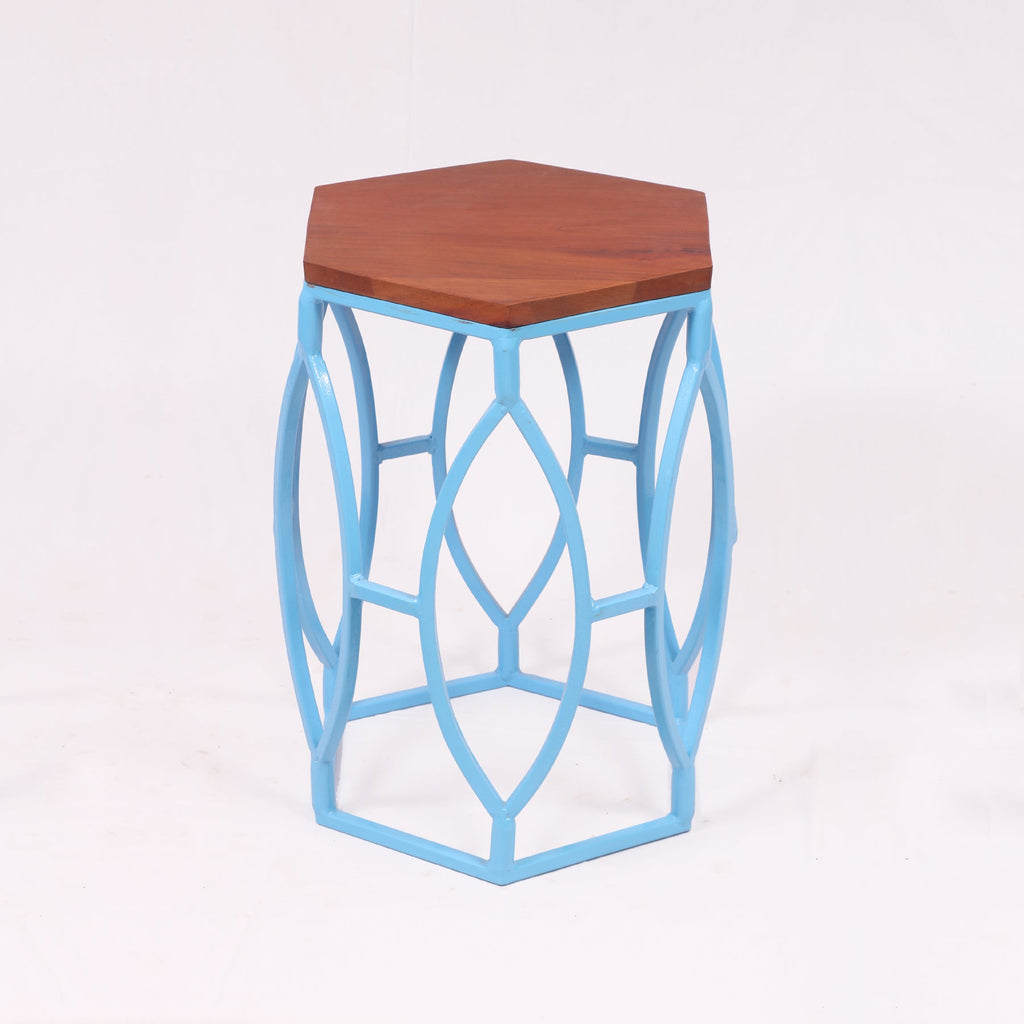 Livia Hexagonal Blue Side Table — view 2