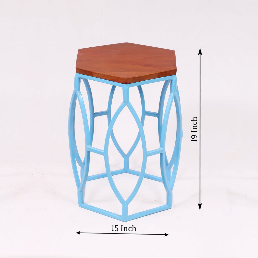 Livia Hexagonal Blue Side Table — view 4