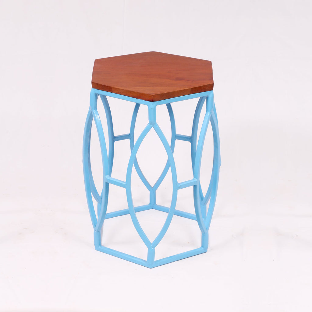 Livia Hexagonal Blue Side Table — view 3