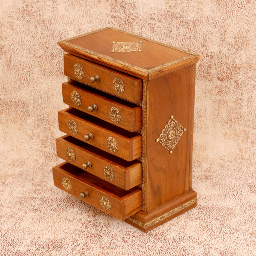 Esme Solid Wood Diamond Detail Drawer Chest - Natural - product image 1