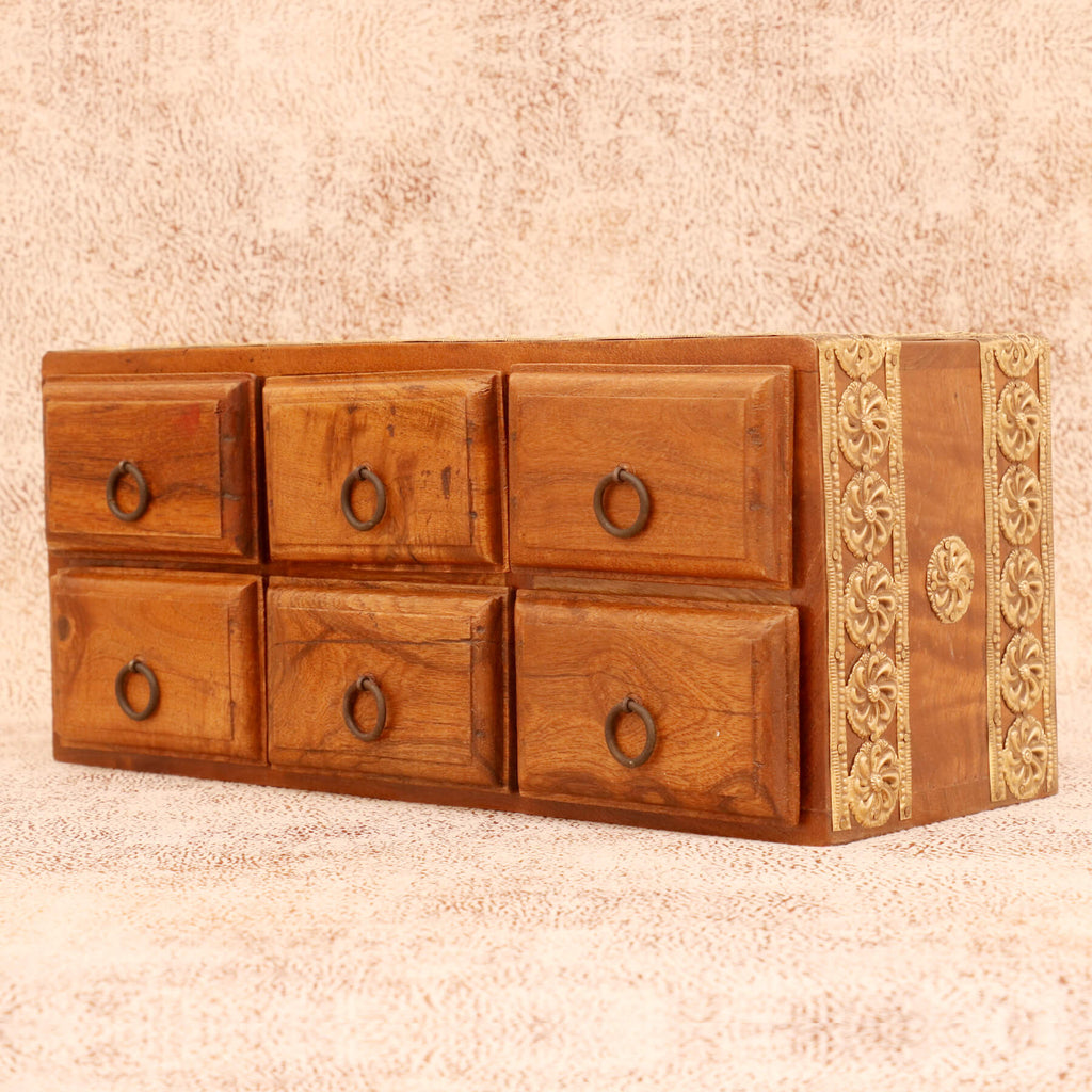 Elian Solid Wood 6 Drawer Desk Chest - Natural - product image 4