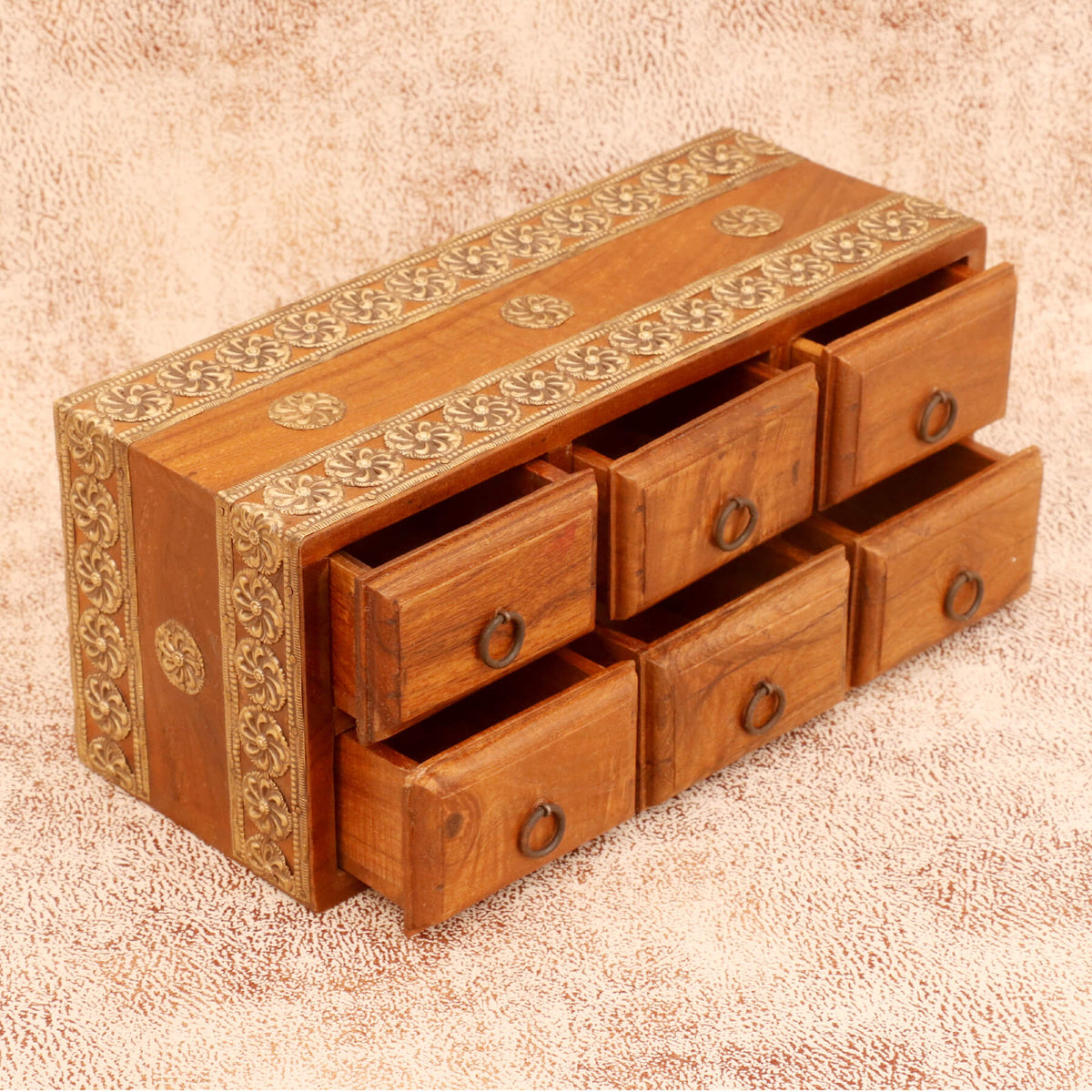 Elian Solid Wood 6 Drawer Desk Chest - Natural - product image 1