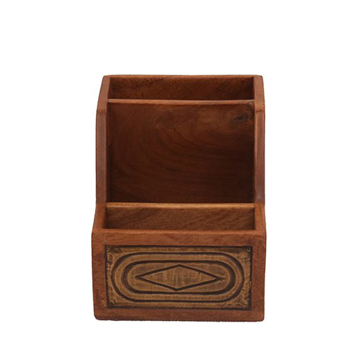 Lior Solid Wood 3 Section Pen Holder - Brass Detail - product image 3