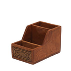 Lior Solid Wood 3 Section Pen Holder - Brass Detail - product image 1