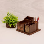 Briar Solid Wood Compact Desk Organizer - Dark - product image 2