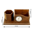 Dorian Solid Wood Clock Desk Organizer - Dark - product image 3