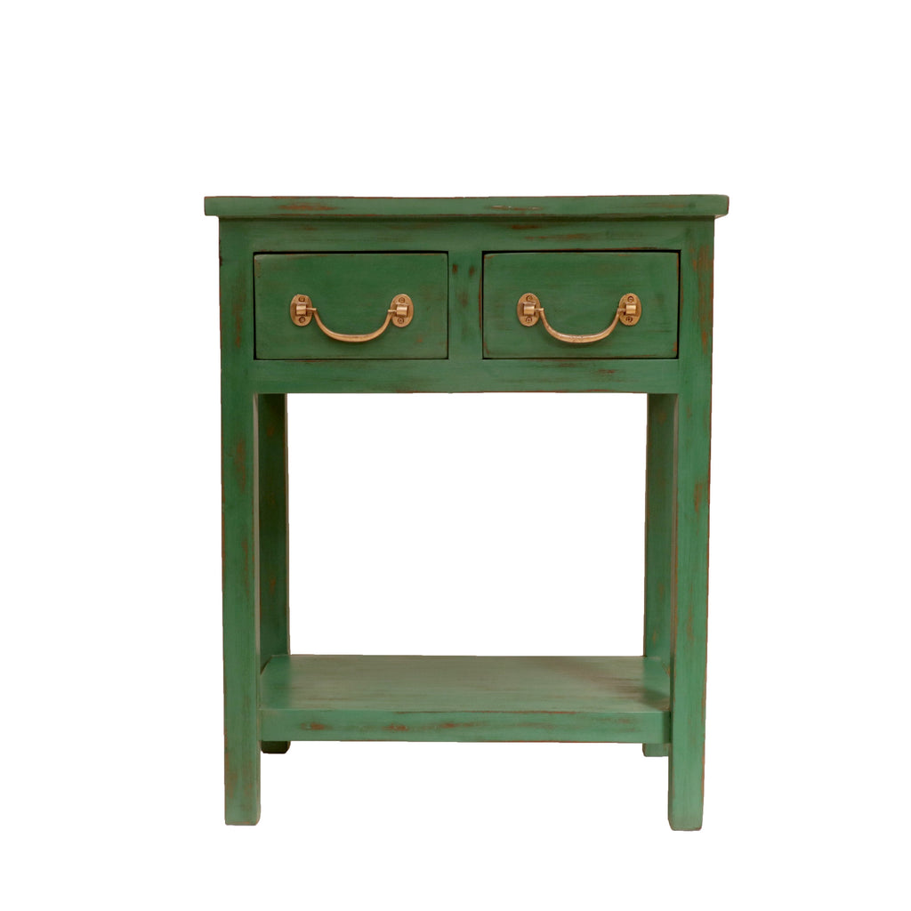 Talia Distressed Green Side Table — view 3