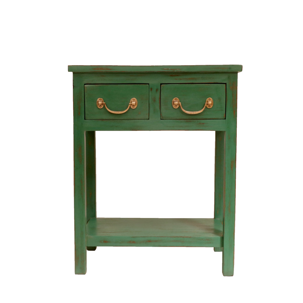 Talia Distressed Green Side Table — view 3