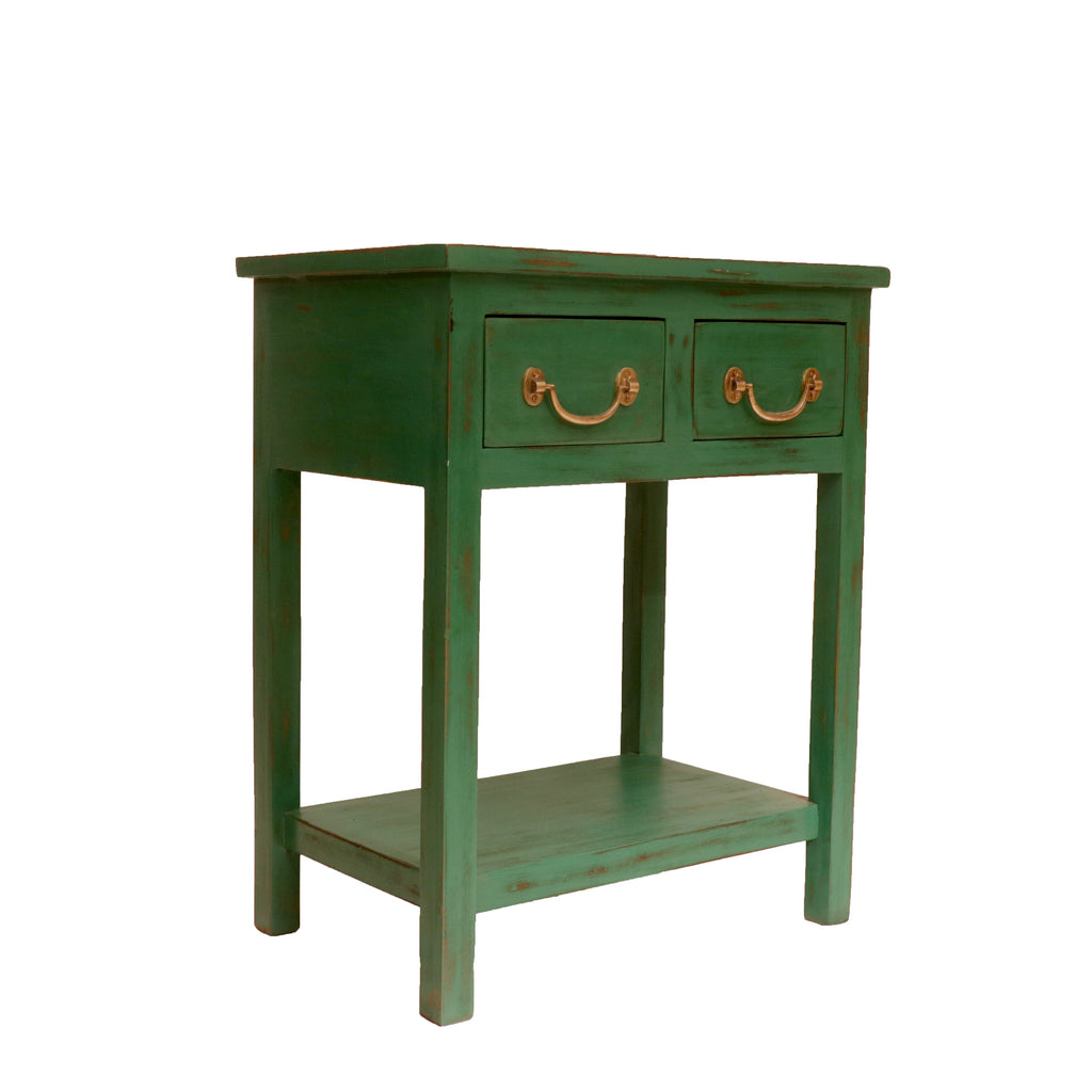 Talia Distressed Green Side Table — view 4