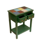 Talia Distressed Green Side Table — view 1