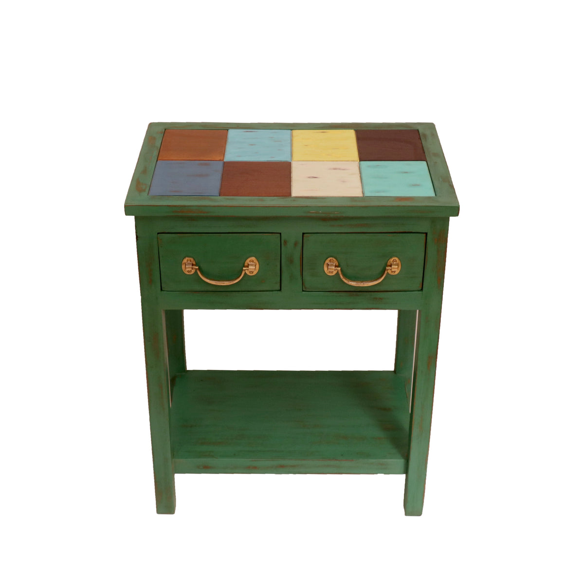 Talia Distressed Green Side Table — view 6