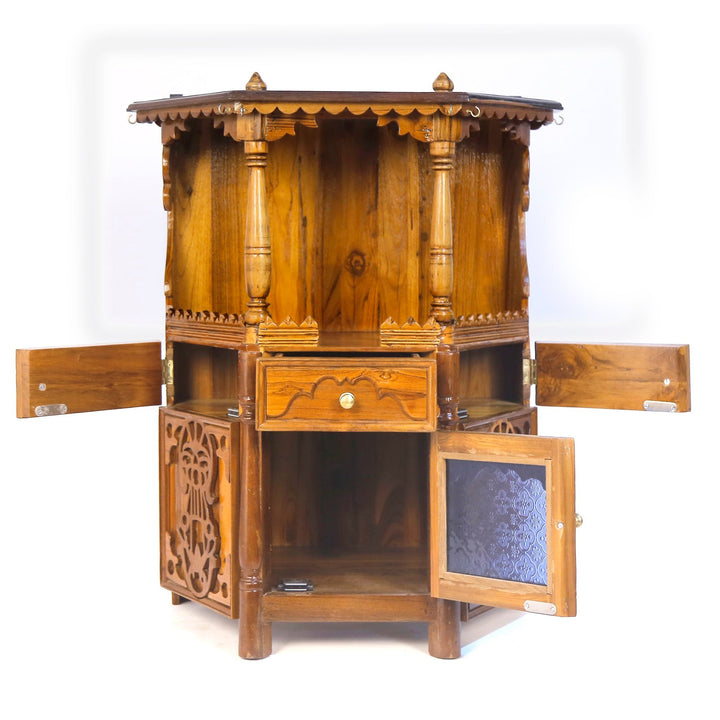 Intricately Carved Temple-style Cabinet Temple