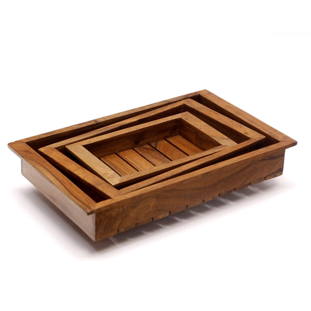 Ivy Solid Wood Serving Tray — Set of 3 — view 1