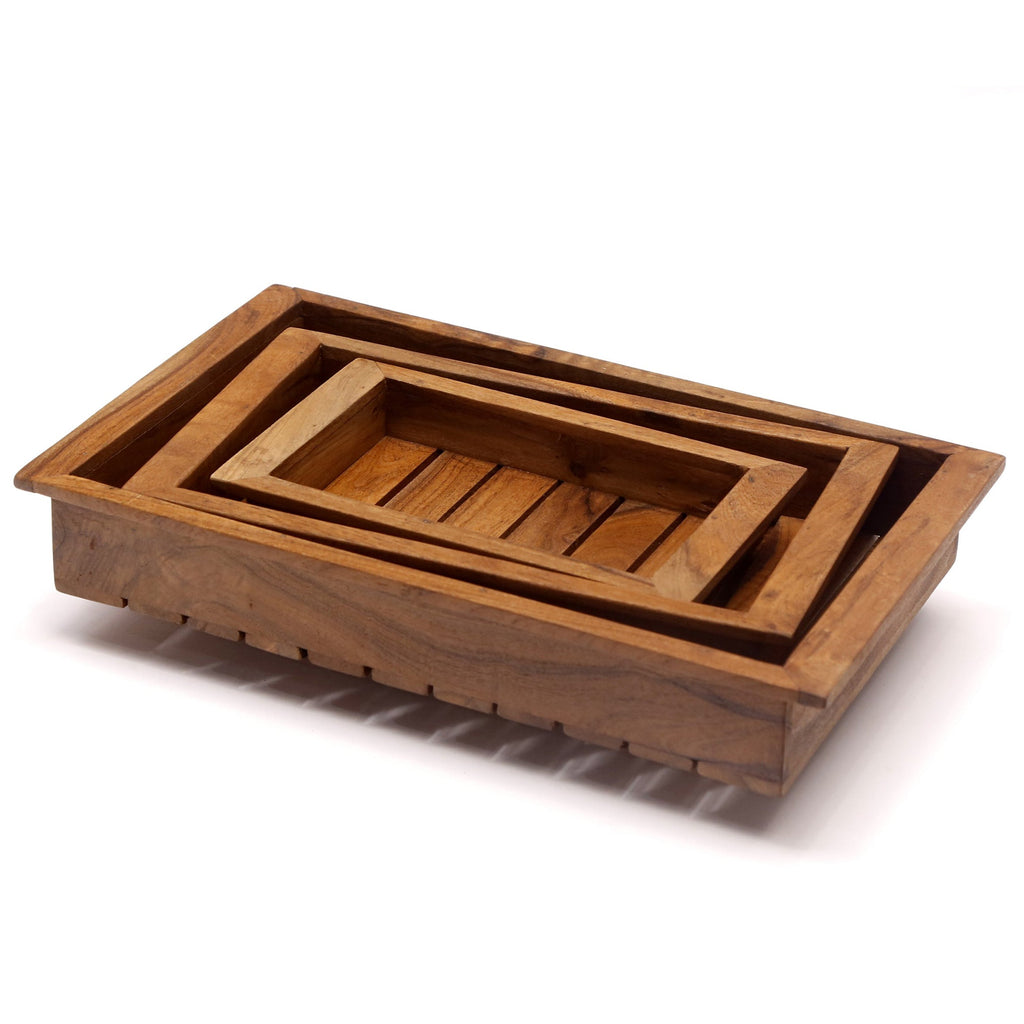 Ivy Solid Wood Serving Tray — Set of 3 — view 2