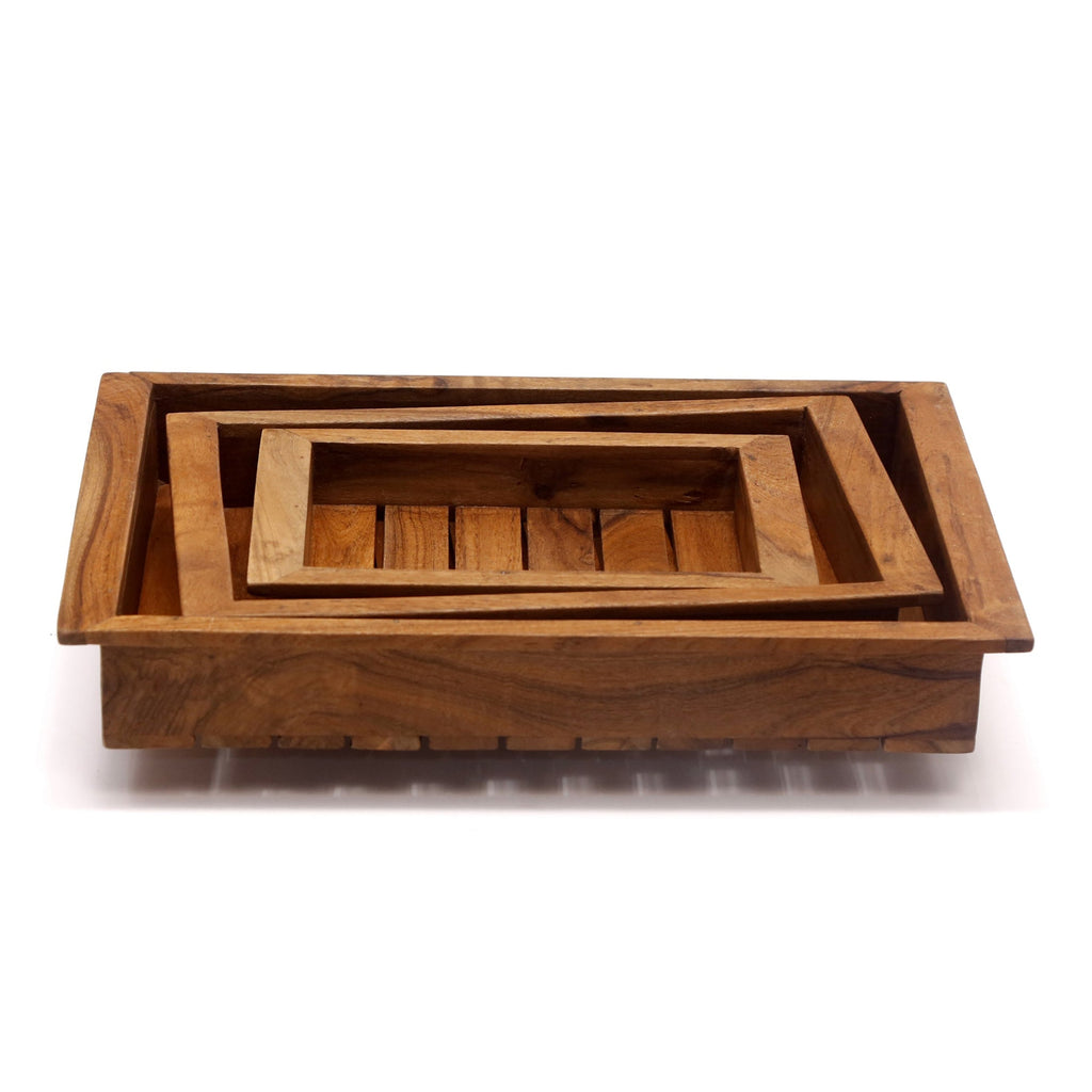 Ivy Solid Wood Serving Tray — Set of 3 — view 3