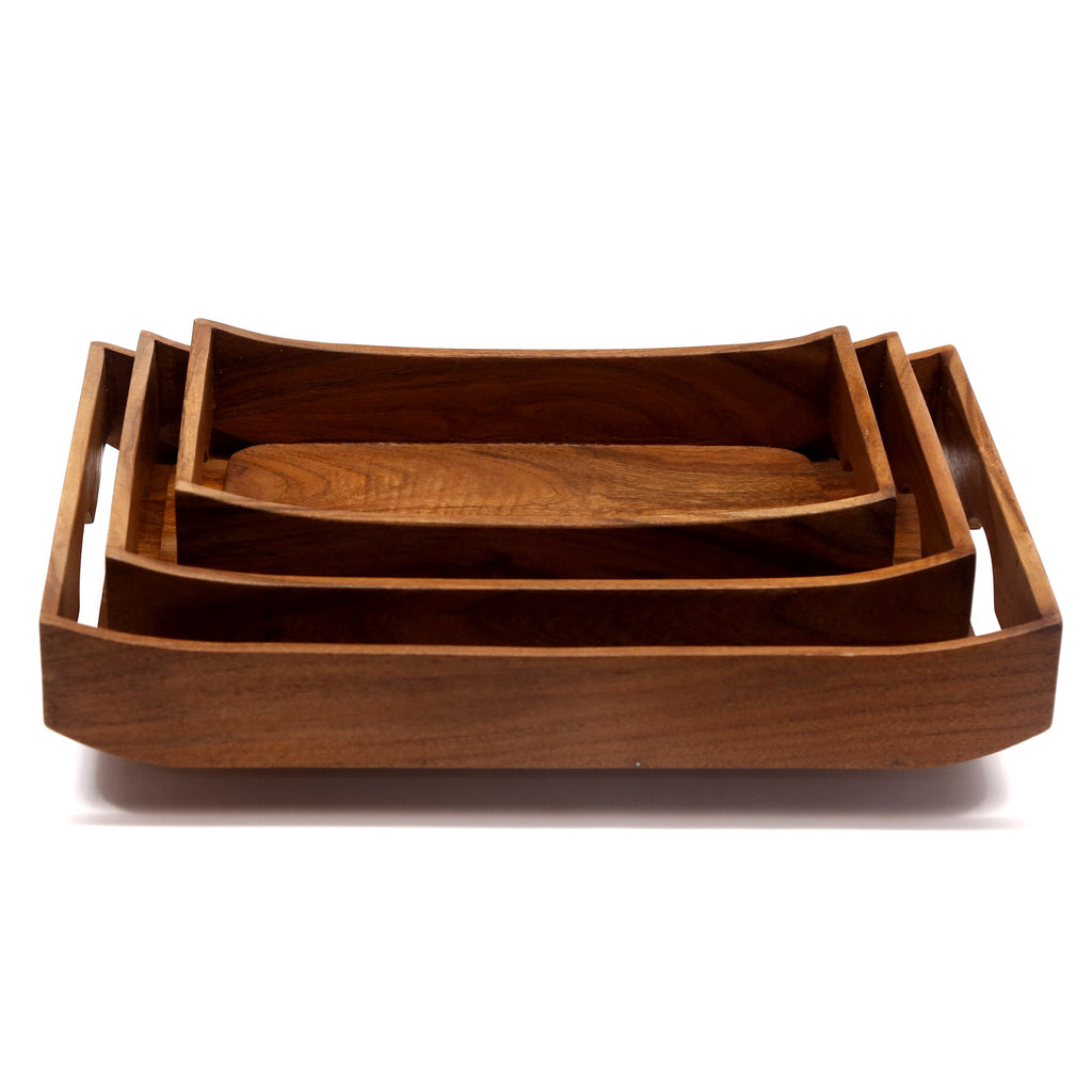 Maeve Rectangular Curved Serving Tray — Set of 3 — view 1