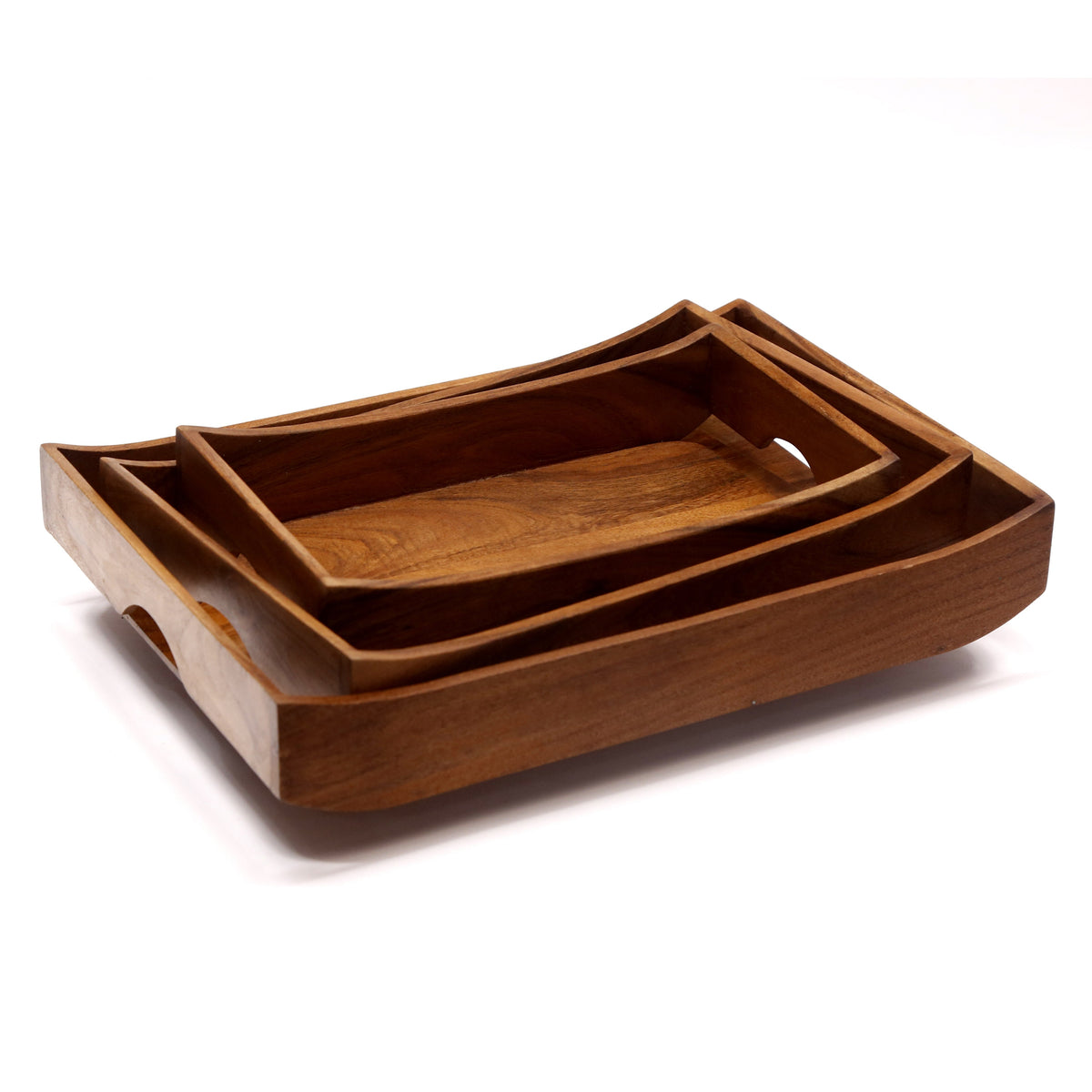 Maeve Rectangular Curved Serving Tray — Set of 3 — view 2