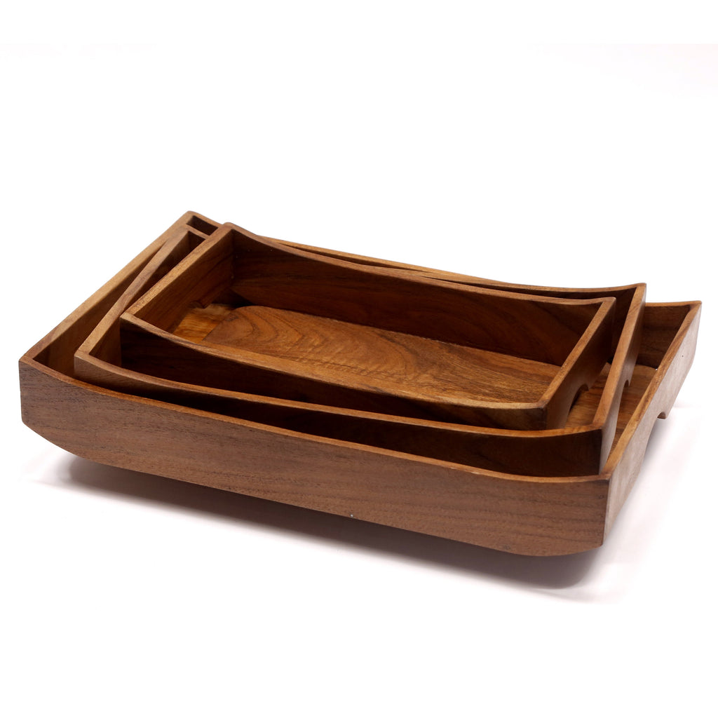 Maeve Rectangular Curved Serving Tray — Set of 3 — view 3