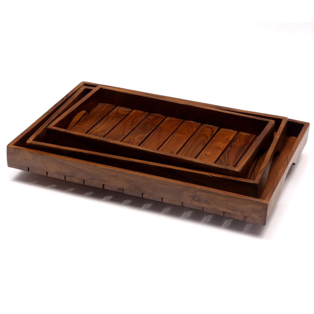 Nell Slatted Square Serving Tray — view 3