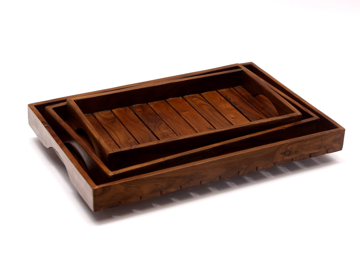Nell Slatted Square Serving Tray — view 1