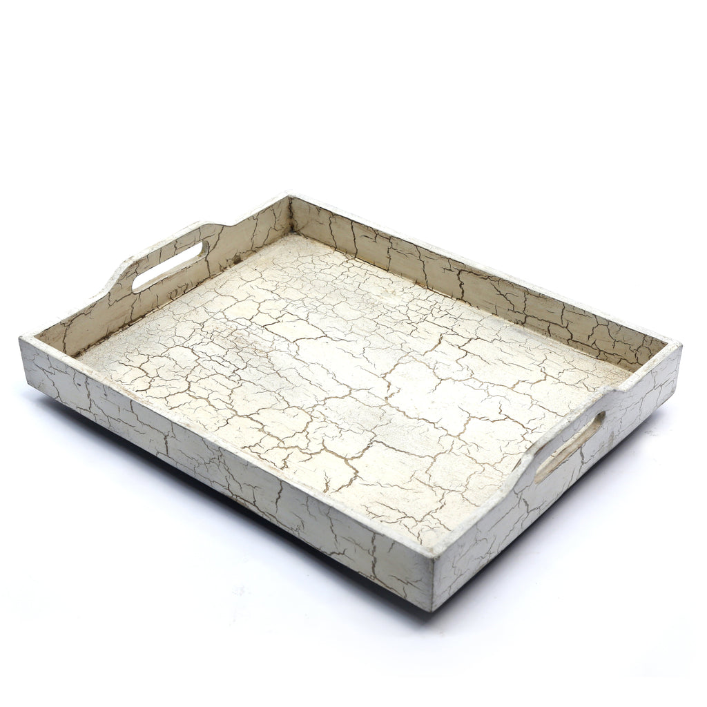 Flora Distressed White Serving Tray — view 3