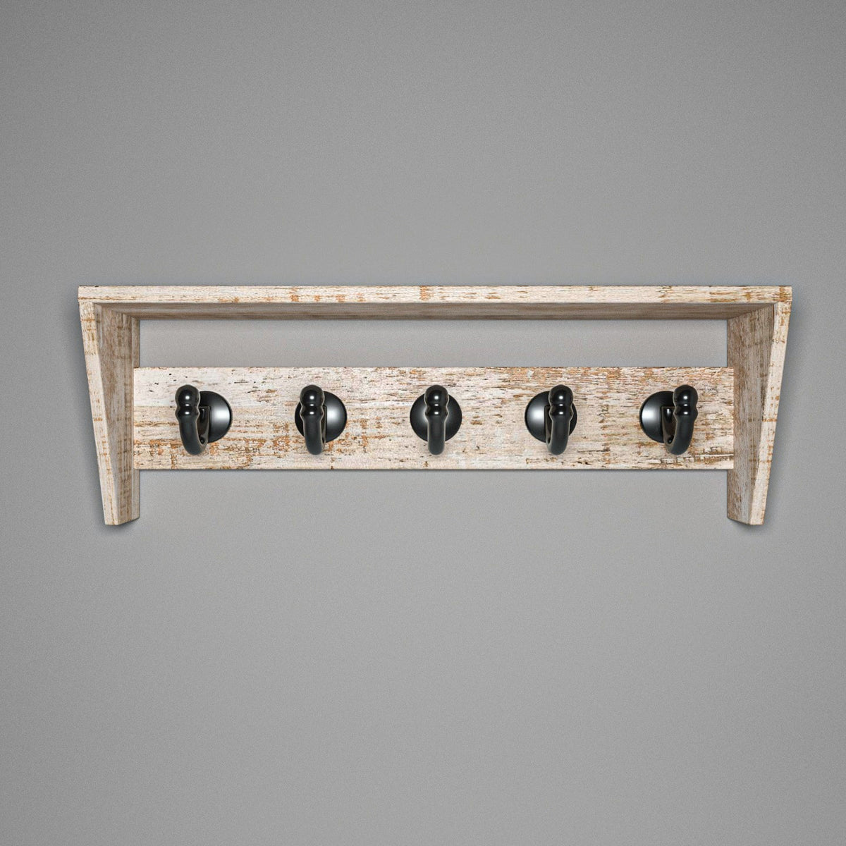 Arden Distressed Vintage Engineered Wood 5-Hook Wall Rack — view 2