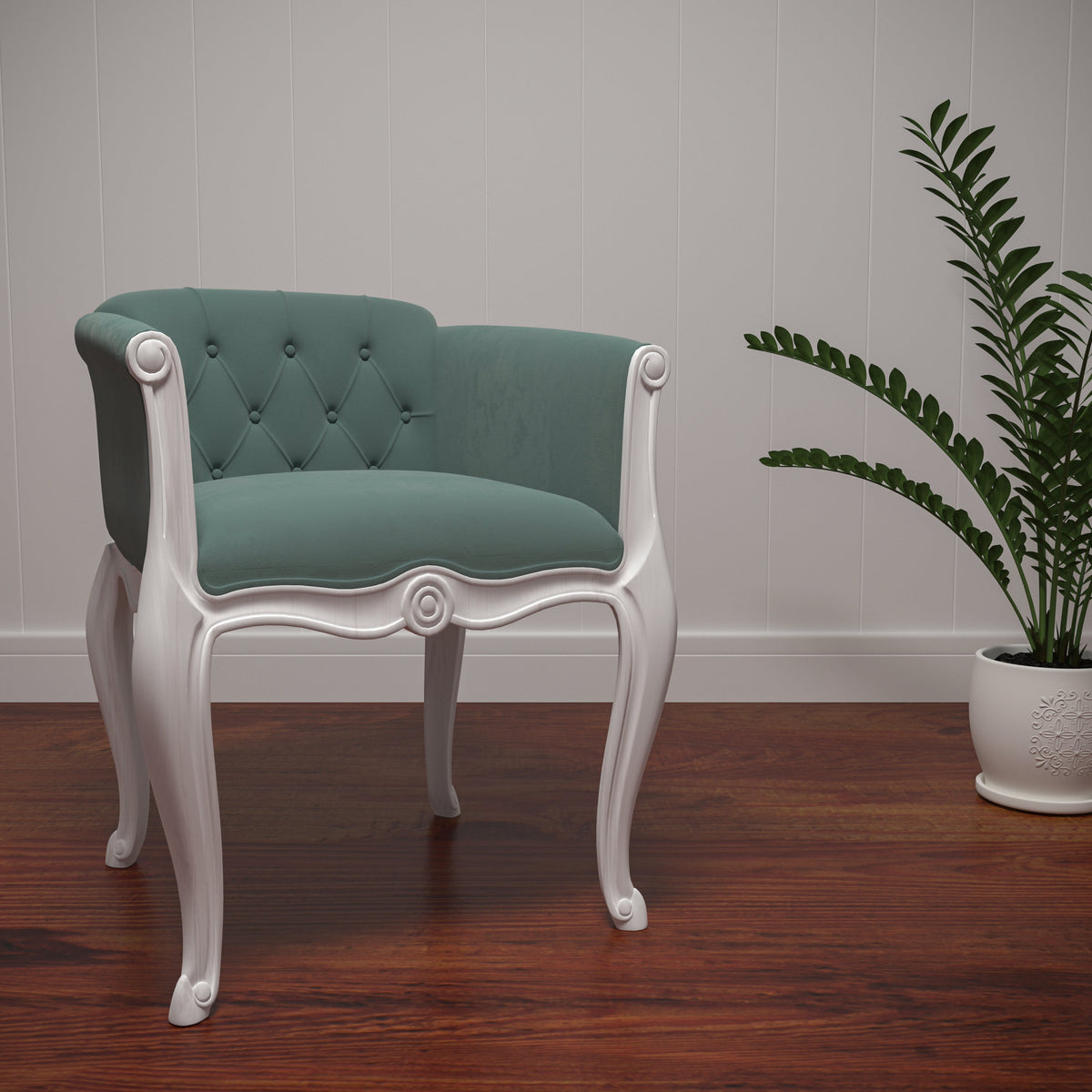 Elodie Upholstered White Armchair — view 1
