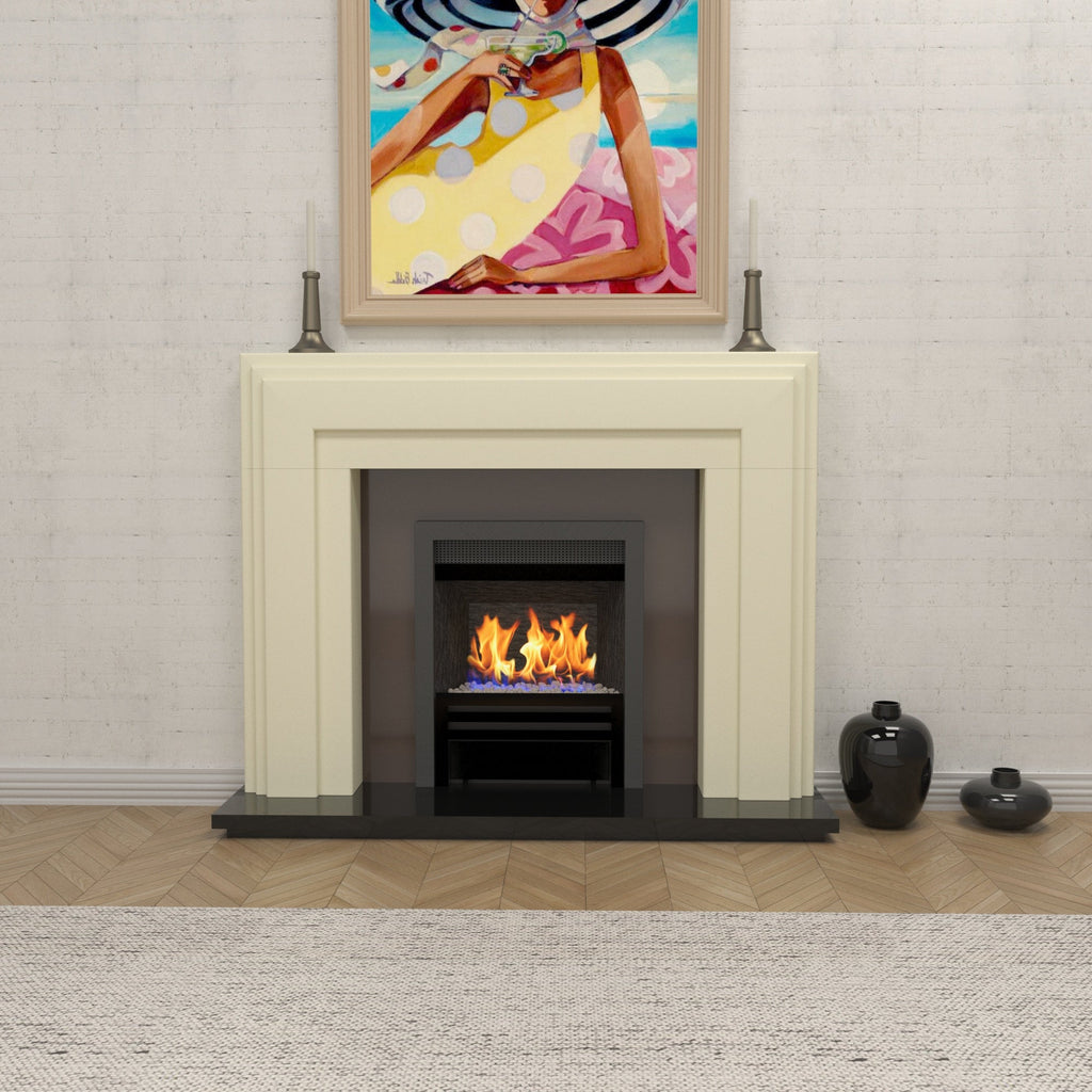 Calla Black Cream Engineered Wood Fireplace Mantel — view 1