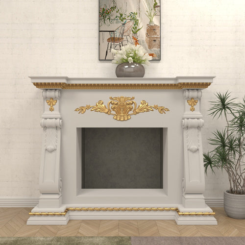 Celine Baroque Leaf Engineered Wood Fireplace Mantel — view 1