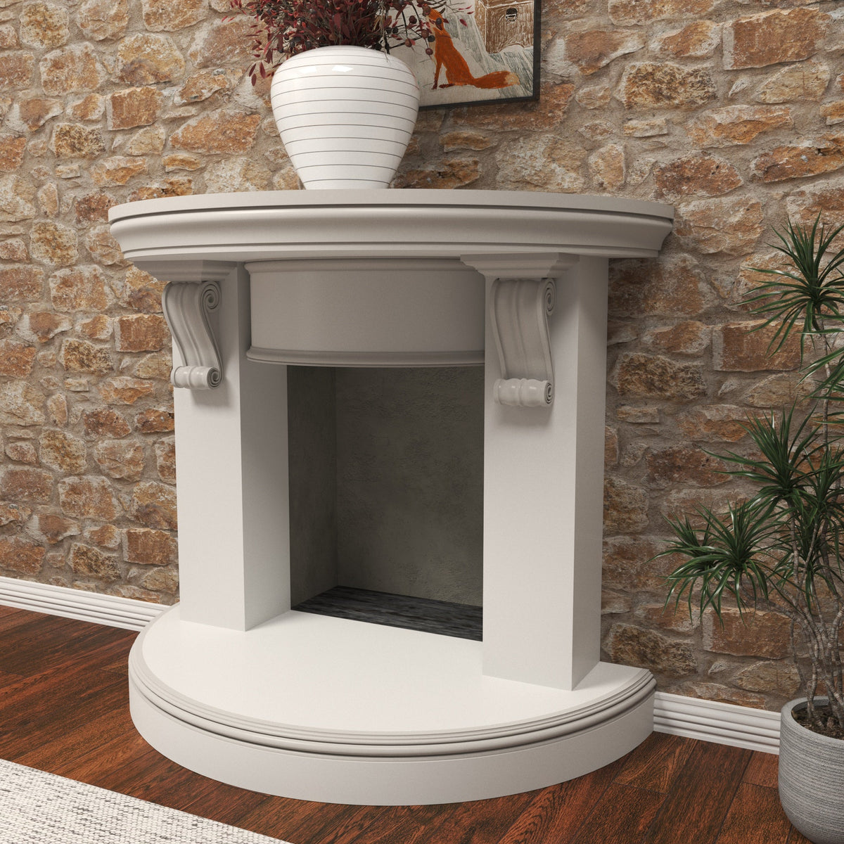 Elara Scroll Round Engineered Wood Fireplace Mantel — view 1