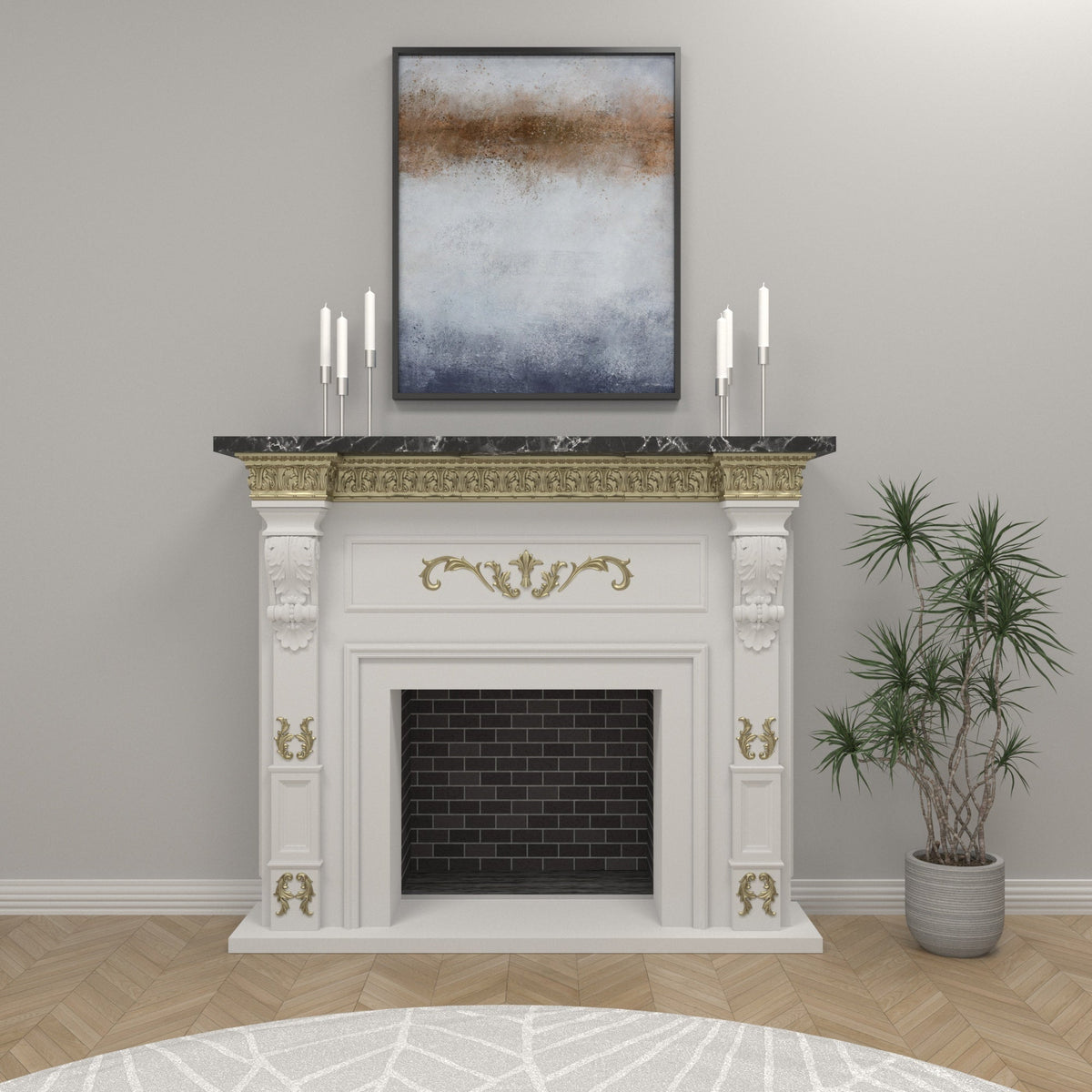 Estelle Carved Engineered Wood Fireplace Mantel — view 1