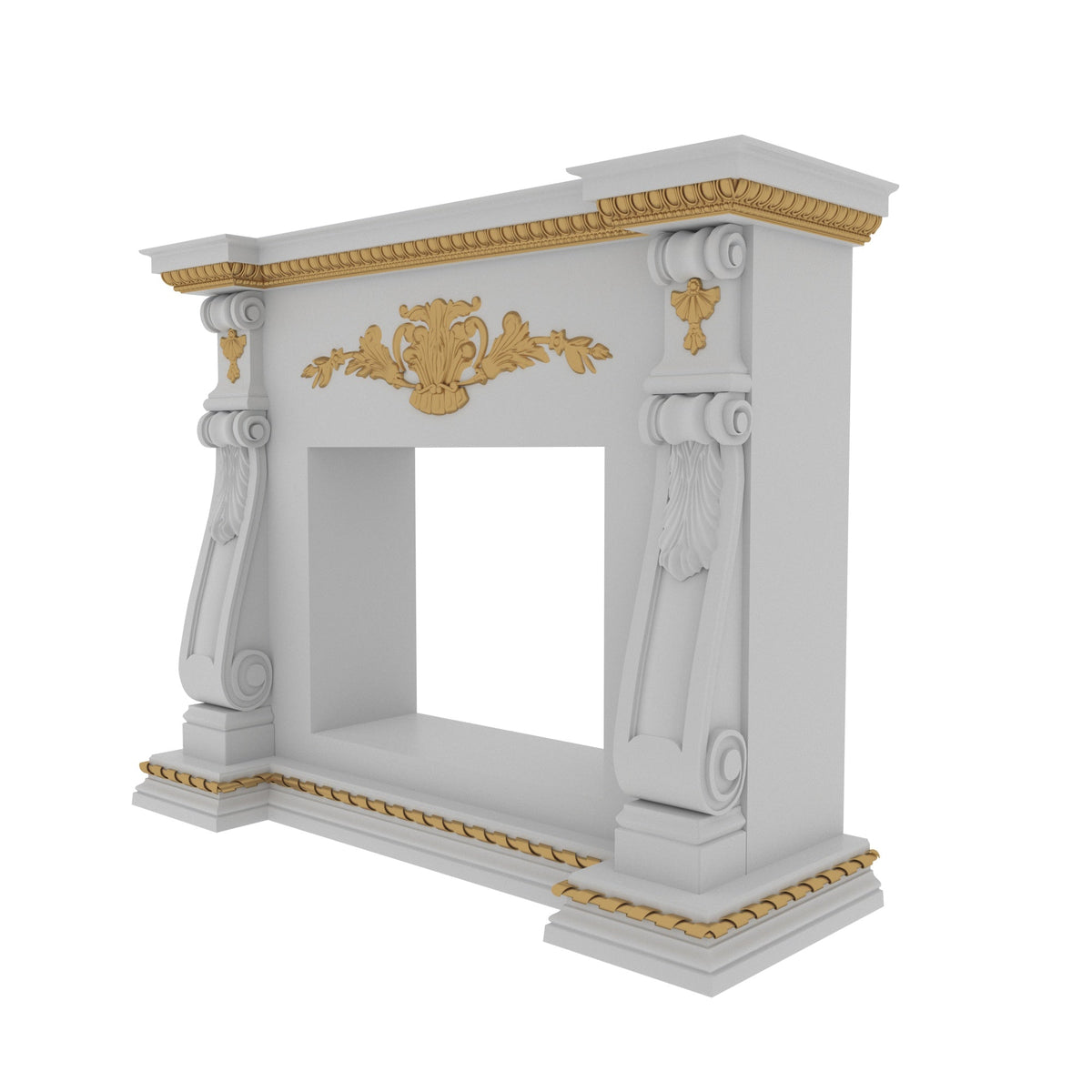 Celine Baroque Leaf Engineered Wood Fireplace Mantel — view 4