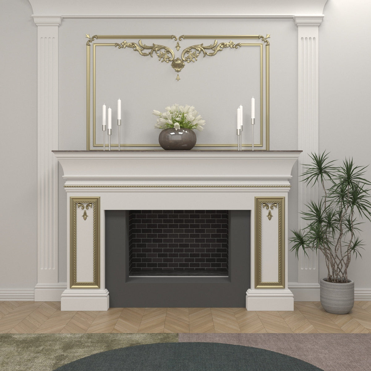 Emery Gold Engineered Wood Fireplace Mantel — view 1