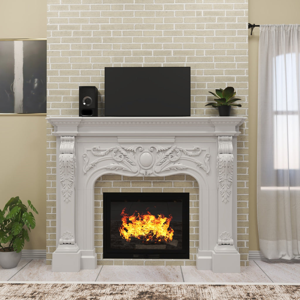 Calista Carved Engineered Wood Fireplace Mantel — view 1