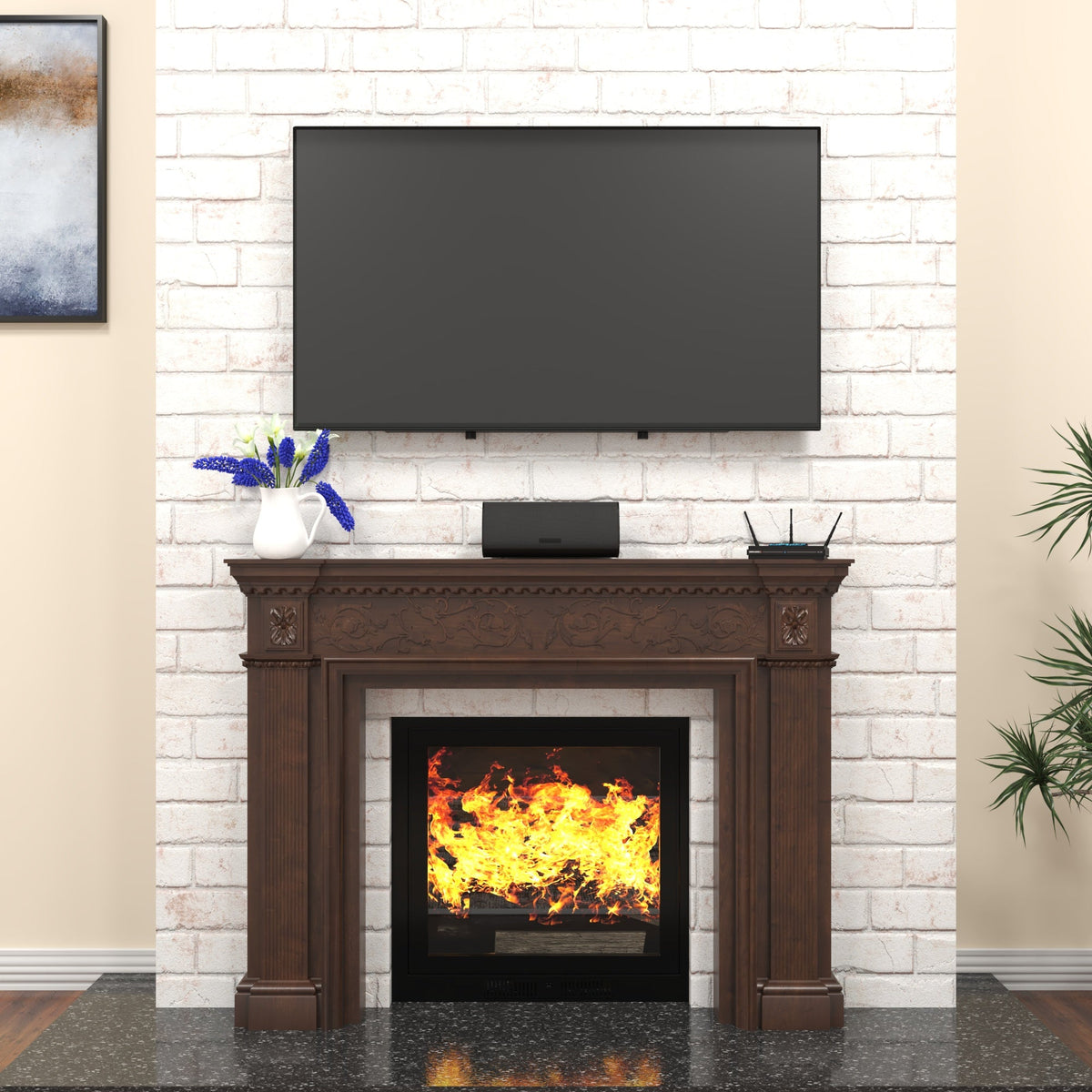 Aveline Carved Fireplace Mantel — view 1