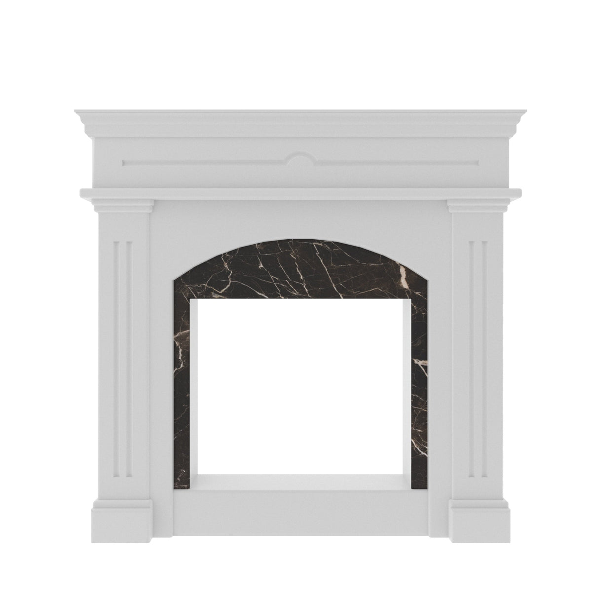Dalia Arched White Engineered Wood Fireplace Mantel — view 2