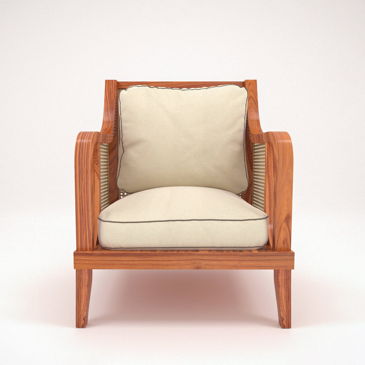 Freya Cane Upholstered Armchair — view 2