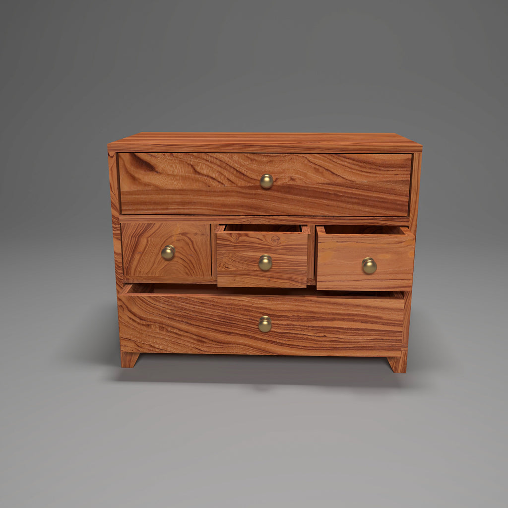 Luca Solid Wood 5 Drawer Desk Chest - Natural - product image 1