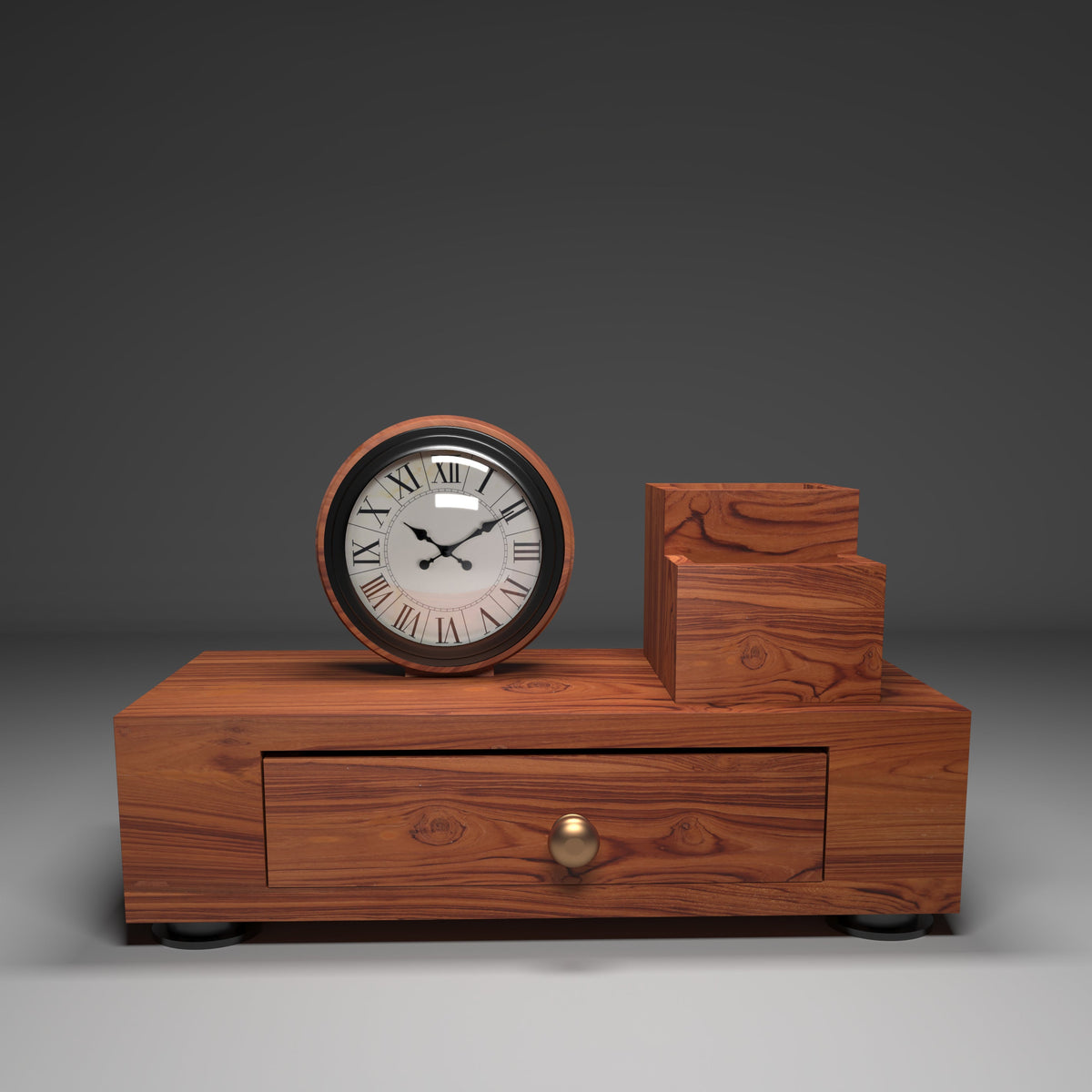 Tempo Solid Wood Desk Organizer with Clock - product image 1
