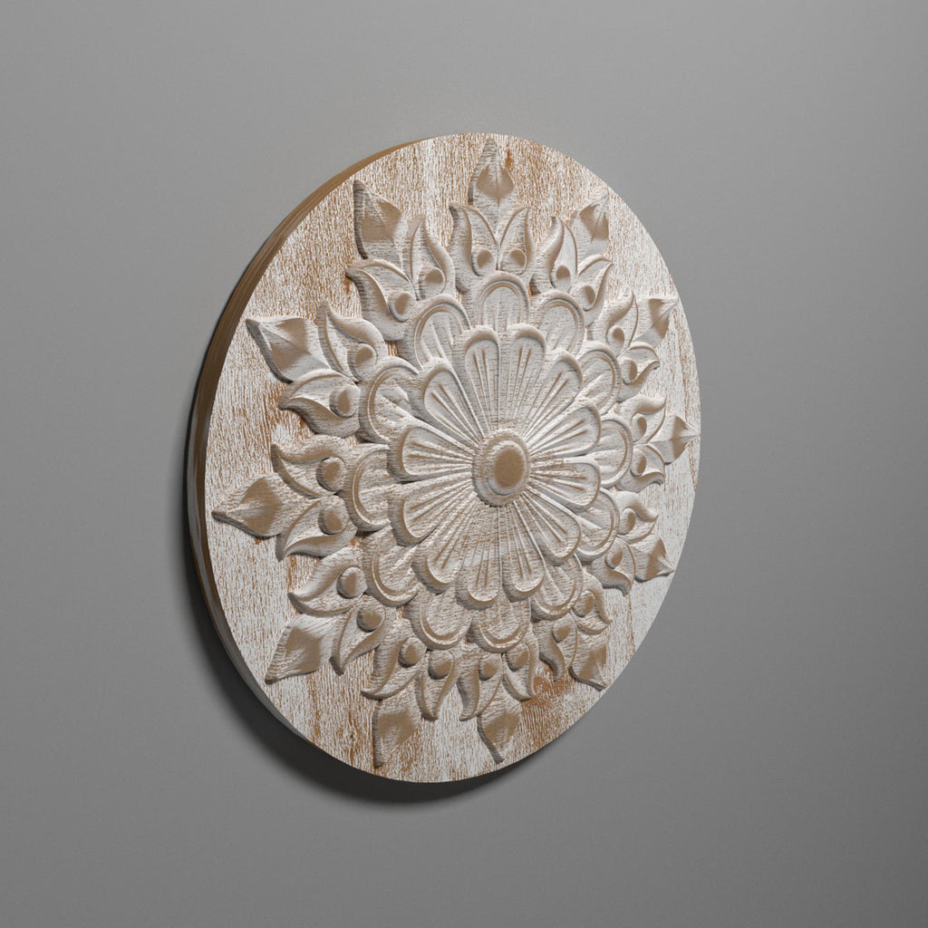 Laurel Floral Carved Engineered Wood Wall Panel — view 1